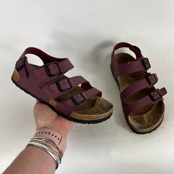 Birkenstock Birki's Ellice Slingback Sandal Womens 5 Red Leather Slip-On Comfort - Picture 1 of 10